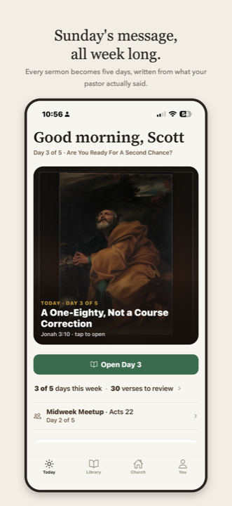 Take Root: Today screen with this week's sermon